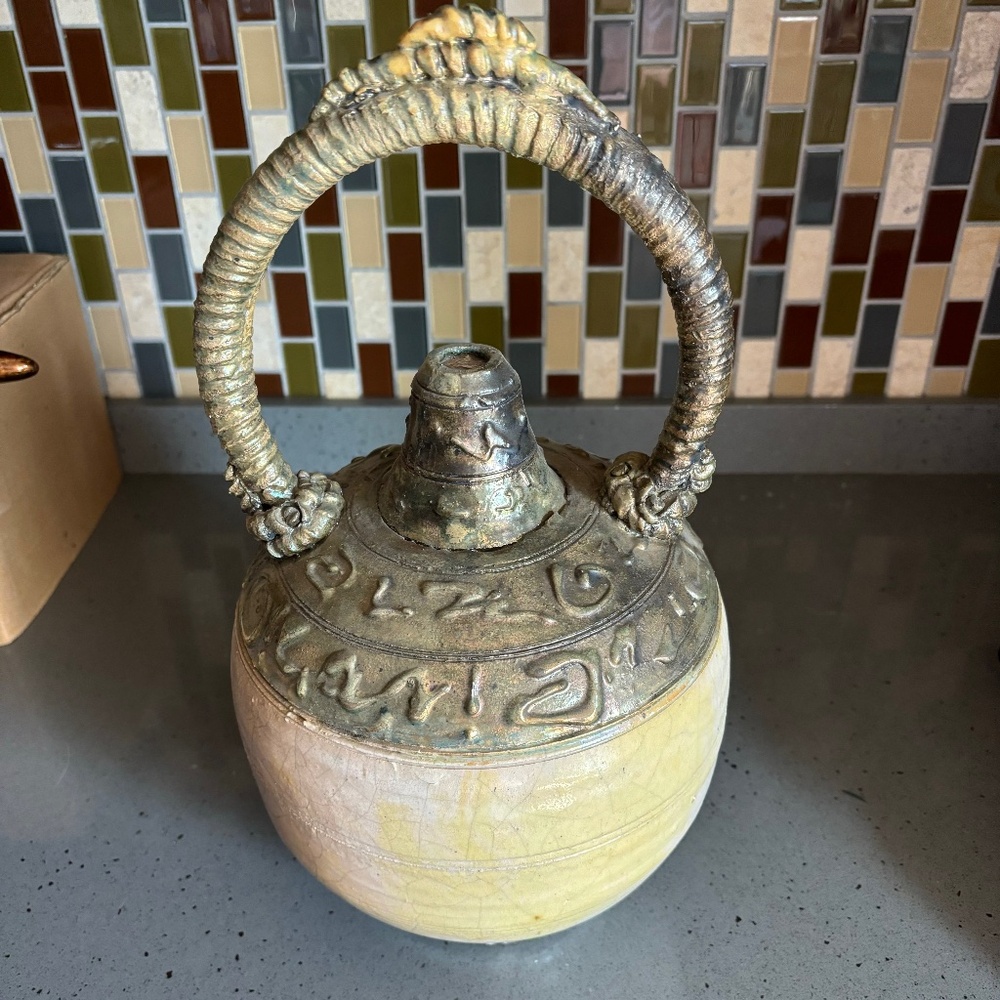 Rare Marty Marcus raku pottery vase